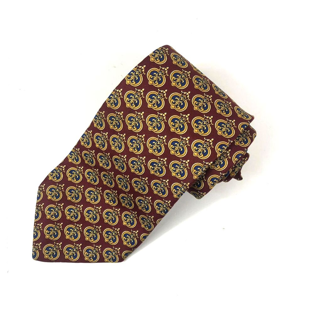 Vintage Sulka Silk Tie Made in France Luxury Men’s Necktie Medallion Burgundy